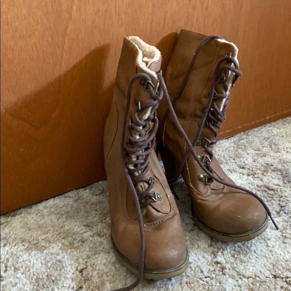 Brown heel boots